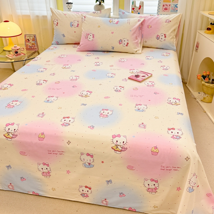 91家纺网 家纺一手货源 找家纺 吉象家纺 2025新款高支密全棉印花单品系列-单床单 甜喵