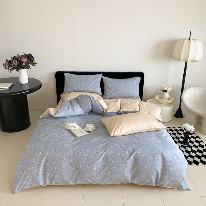 91家纺网 家纺一手货源 找家纺 宜家坊 2025开春新品全棉喷气13070小清新印花纯棉全棉四件套-风格一 辞优