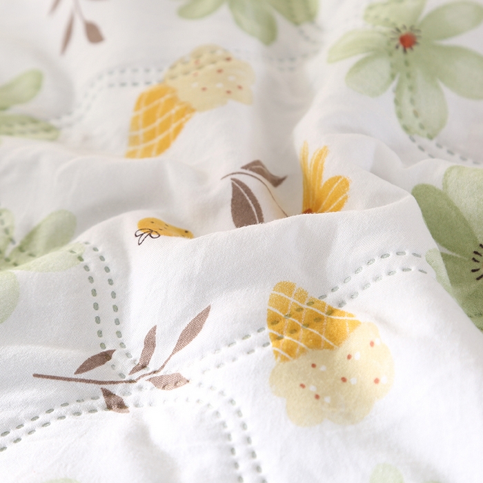 91家纺网 家纺一手货源 找家纺 诗雅纺织 2025新款超柔水洗棉夏凉被空调被 绿色小花