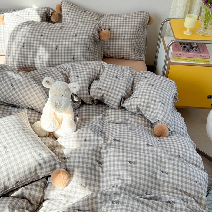 91家纺网 家纺一手货源 找家纺 金爱家 2025新款亲肤舒适纯棉双层纱四件套 双层纱-美拉德腊肠狗