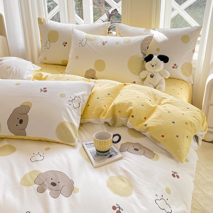 91家纺网 家纺一手货源 找家纺 宜家坊 2025早春新品全棉纯棉喷气13070小清新印花纯棉四件套-风格二 海盐幻想