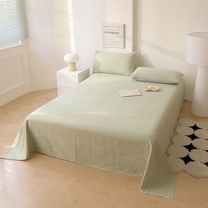 91家纺网 家纺一手货源 找家纺 DoDo 兜兜 2025新款全棉双层纱印花单床单（可定做尺寸） 甘草绿