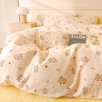 91家纺网 家纺一手货源 找家纺 （总）DoDo 兜兜 2025新款全棉双层纱印花单被套（可定做尺寸）