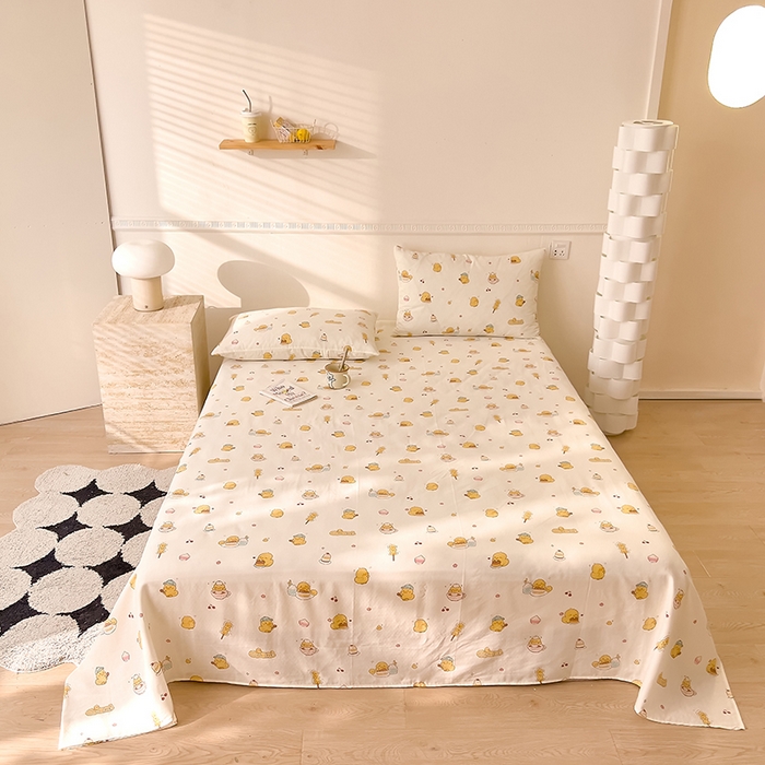 91家纺网 家纺一手货源 找家纺 DoDo 兜兜 2026新款全棉双层纱印花单床单（可定做尺寸） 奇奇鸭