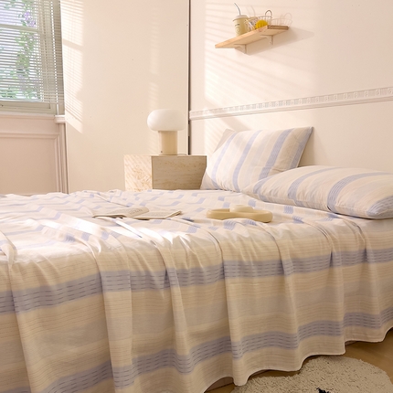 91家纺网 家纺一手货源 找家纺 （总）DoDo 兜兜 2025新款全棉双层纱印花单床单（可定做尺寸）