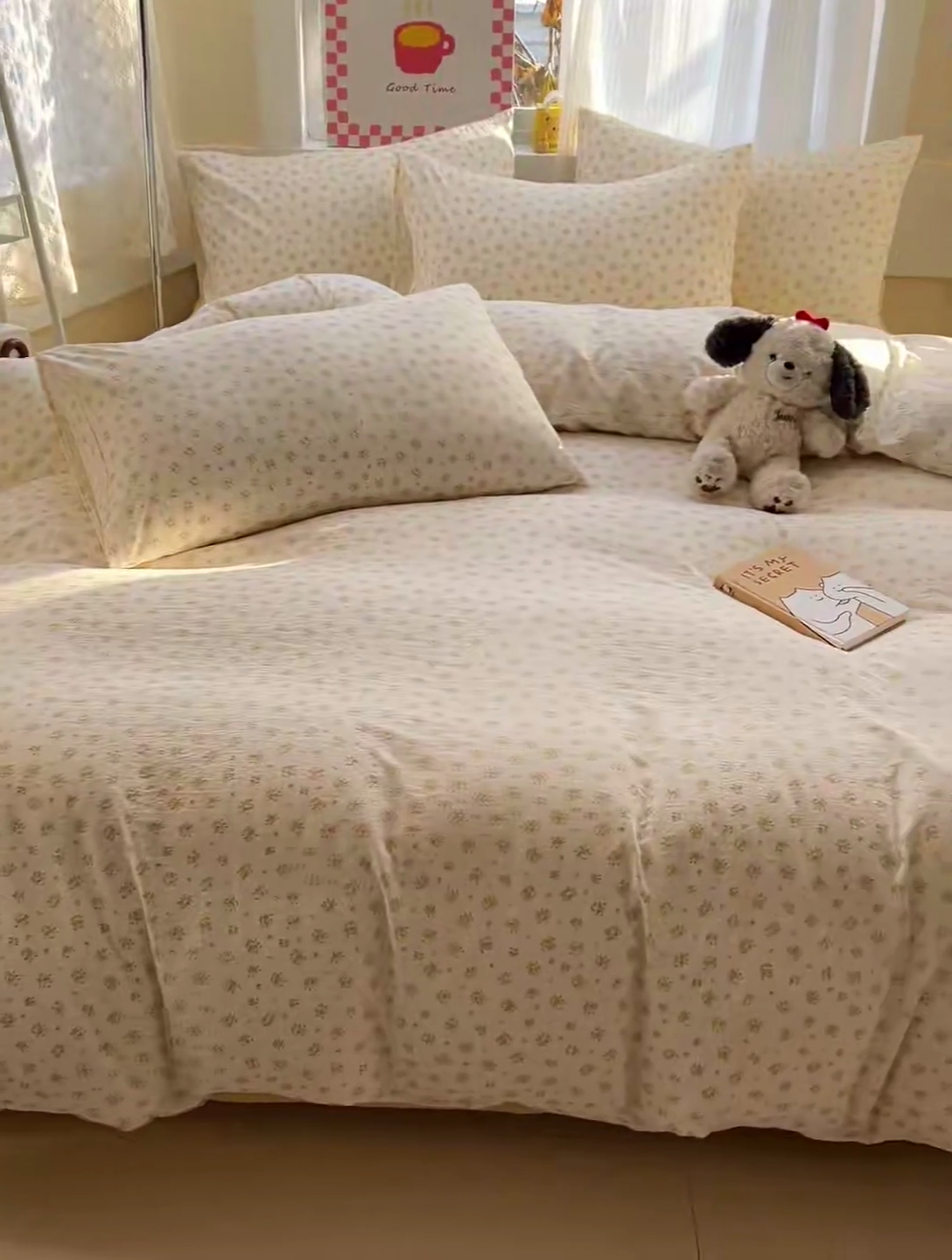 91家纺网 家纺一手货源 找家纺 优选良品 2025新款加厚云感棉双层纱四件套小碎花被套床单床笠款学生三件套新款直播热款 橘子海