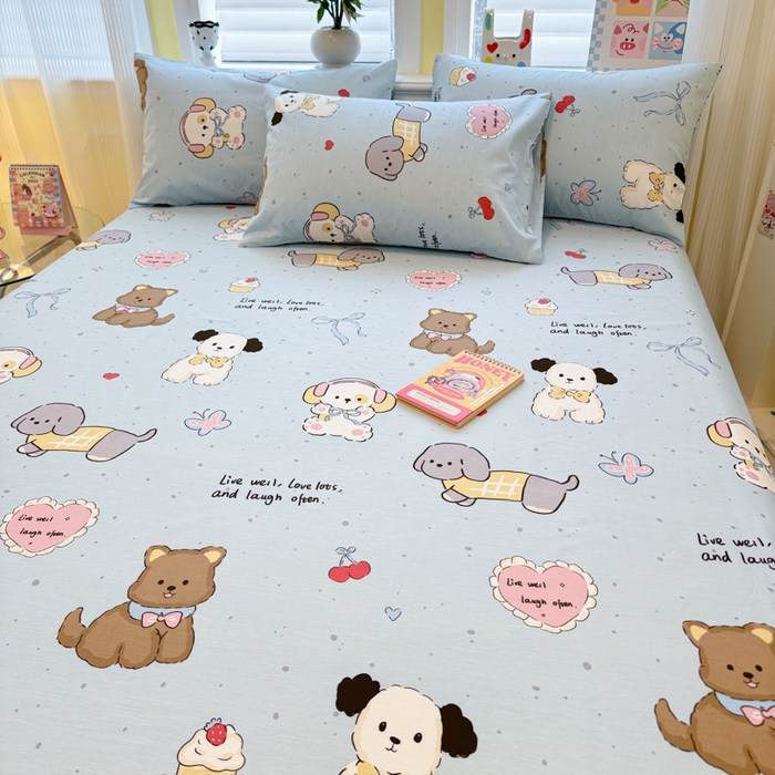 91家纺网 家纺一手货源 找家纺 吉象家纺 2025新款高支密全棉印花单品系列-单床单 音乐狗