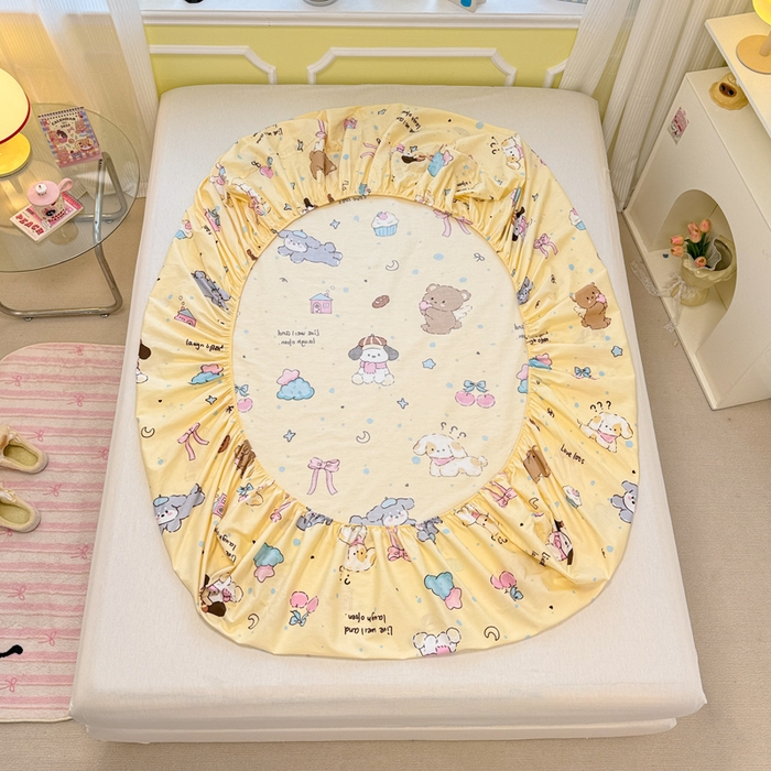 91家纺网 家纺一手货源 找家纺 吉象家纺 2025新款高支密全棉印花单品系列-单床笠 好奇狗