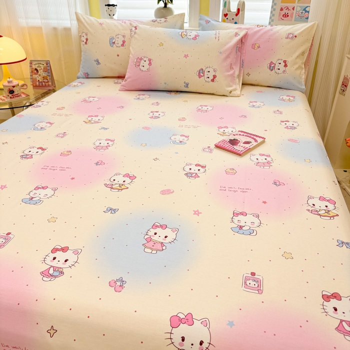 91家纺网 家纺一手货源 找家纺 吉象家纺 2025新款高支密全棉印花单品系列-单床单 甜喵