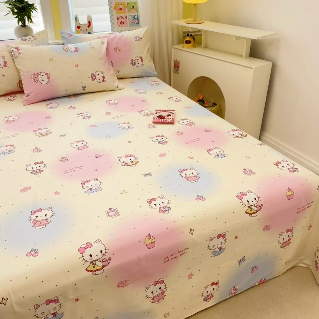 91家纺网 家纺一手货源 找家纺 吉象家纺 2025新款高支密全棉印花单品系列-单床单 甜喵