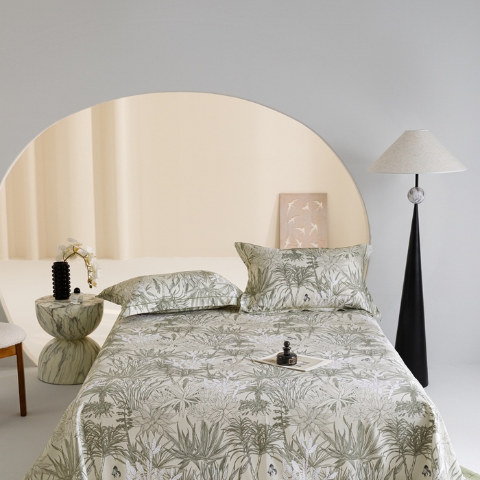 91家纺网 家纺一手货源 找家纺 舒慕 2025新款天丝竹纤维凉席三件套 绿意