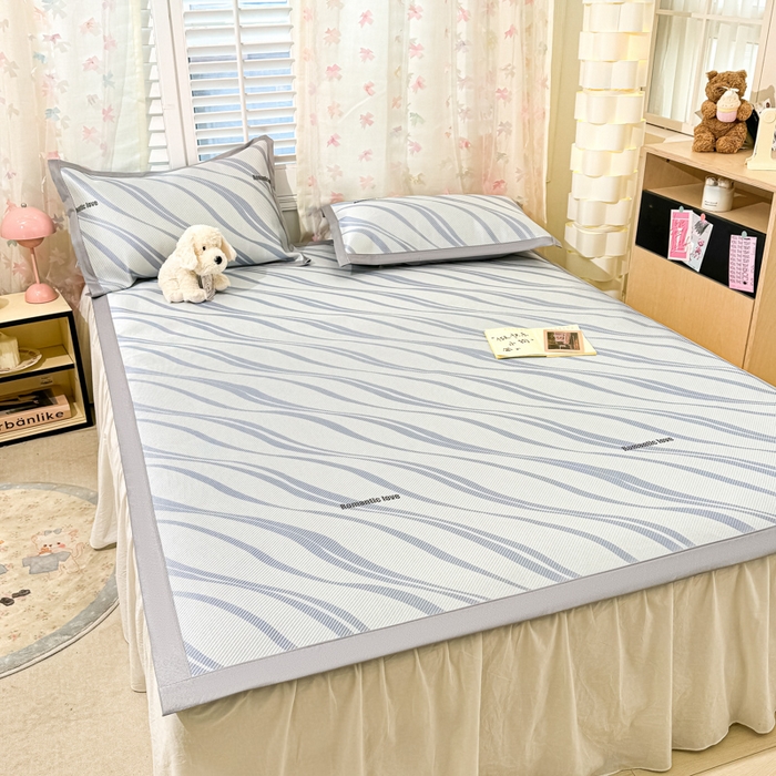 91家纺网 家纺一手货源 找家纺 川悦生活 2025新款数码印花冰藤席 青水集沐