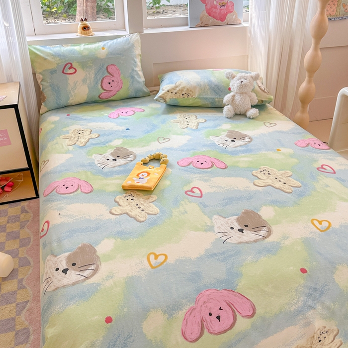 91家纺网 家纺一手货源 找家纺 吉象家纺 2025新款高支密全棉印花单品系列-单床单 蜡笔画