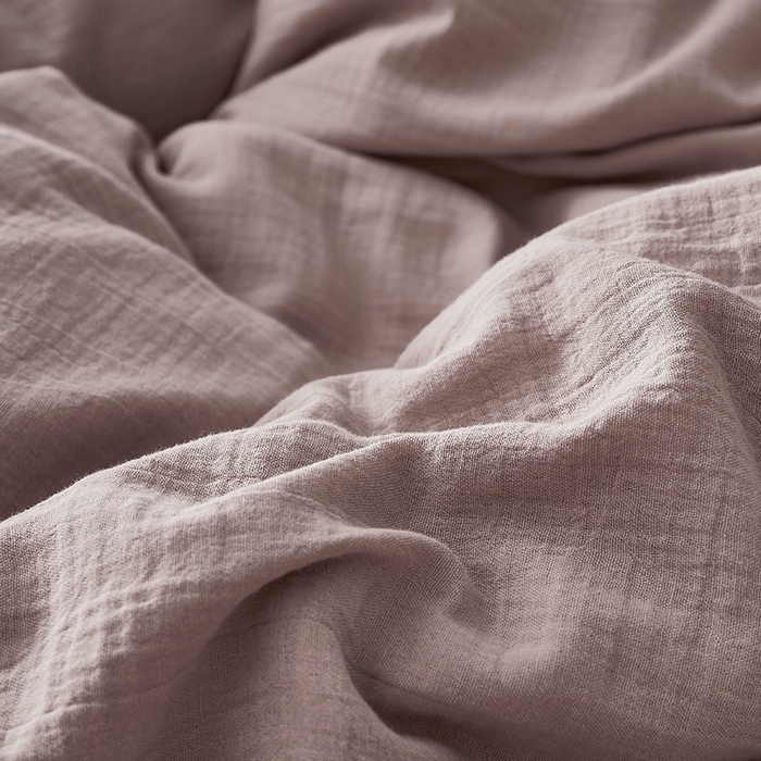 91家纺网 家纺一手货源 找家纺 水洗的故事 2025新款全棉A类皱皱纱纯色混搭四件套 奶杏