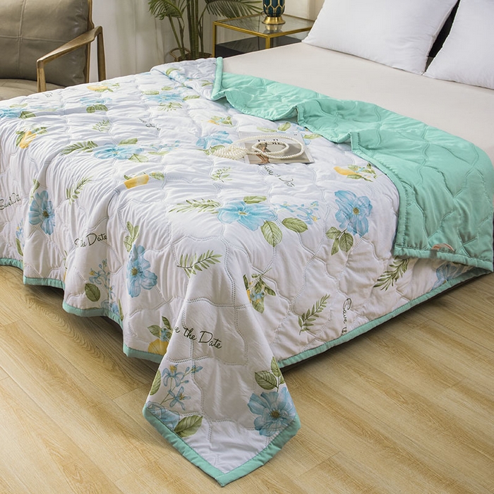 91家纺网 家纺一手货源 找家纺 诗雅纺织 2025新款超柔水洗棉夏凉被空调被 陌上花开