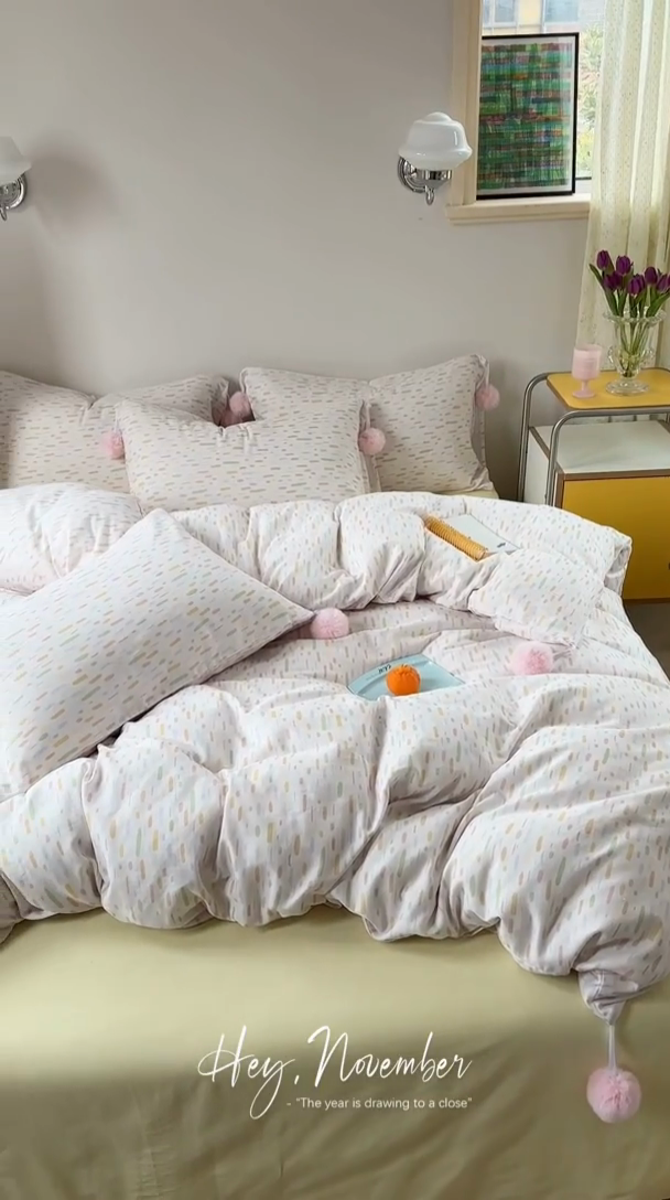 91家纺网 家纺一手货源 找家纺 金爱家 2025新款亲肤舒适纯棉双层纱四件套 双层纱-彩色的梦