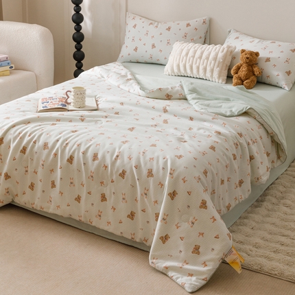 91家纺网 家纺一手货源 找家纺 （总）一加一 2025新款有氧纱印花大豆夏被