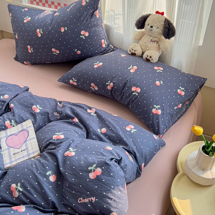 91家纺网 家纺一手货源 找家纺 优选良品 2025新款加厚云感棉双层纱四件套小碎花被套床单床笠款学生三件套新款直播热款 大吉大厘