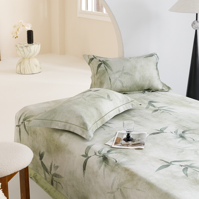 91家纺网 家纺一手货源 找家纺 舒慕 2025新款天丝竹纤维凉席三件套 春晓-绿