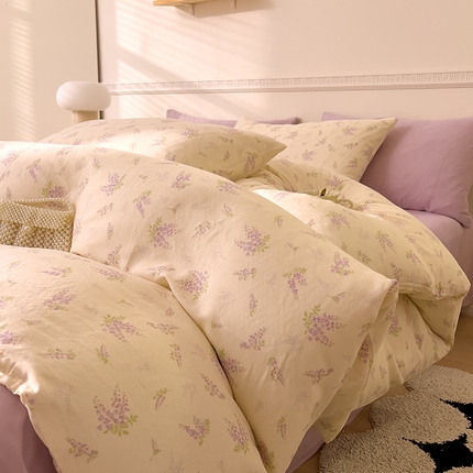 DoDo 兜兜 2025新款全棉双层纱印花四件套（可定做尺寸） 紫风铃