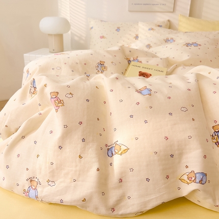 DoDo 兜兜 2025新款全棉双层纱印花单被套（可定做尺寸） 晚安熊
