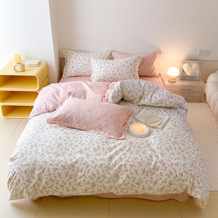 91家纺网 家纺一手货源 找家纺 宜家坊 2025开春新品全棉喷气13070小清新印花纯棉全棉四件套-风格一 点点