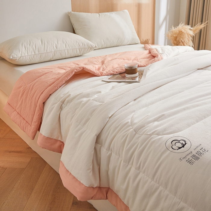 91家纺网 家纺一手货源 找家纺 熙宴家纺 2025新款水洗棉100%新疆棉花夏被-棉白 棉白+玉