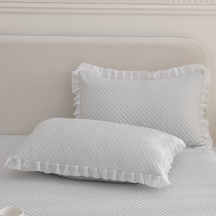 91家纺网 家纺一手货源 找家纺 赛丽雅 2025爆款A类凉感豆豆凉席三件套床裙款冰丝软席子床笠款凉席 浅灰