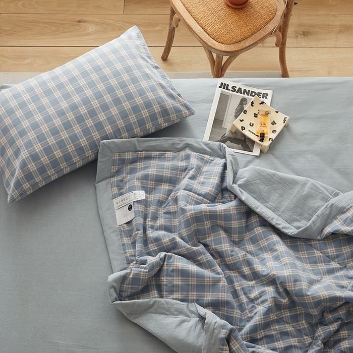 91家纺网 家纺一手货源 找家纺 水洗的故事 2025新款全棉色织水洗棉夏被&四件套 麦田兰