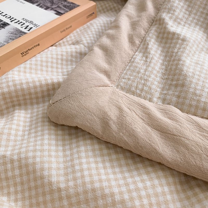 91家纺网 家纺一手货源 找家纺 水洗的故事 2025新款全棉色织水洗棉夏被&四件套 小格米