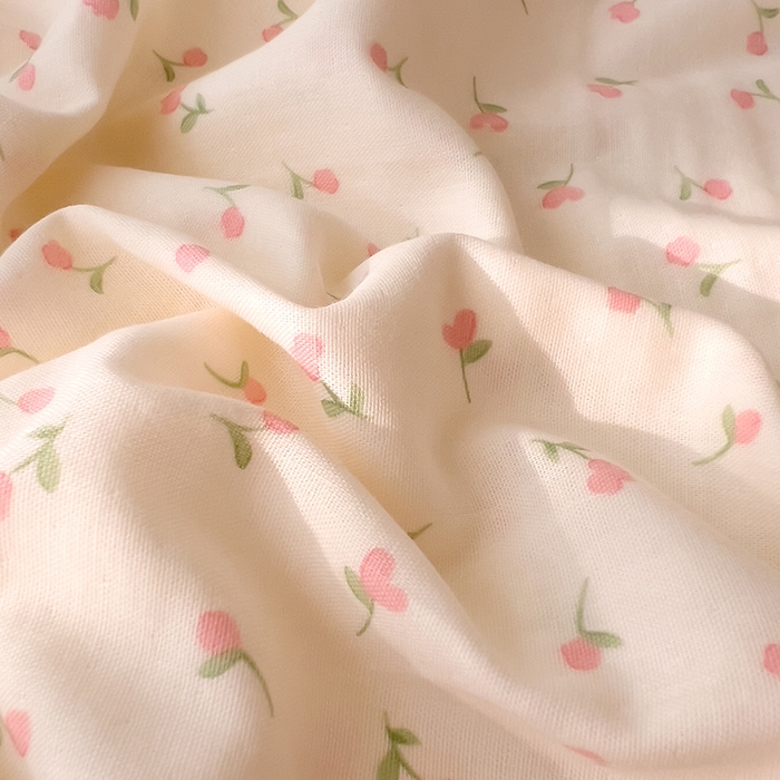 91家纺网 家纺一手货源 找家纺 DoDo 兜兜 2025新款全棉双层纱印花单床单（可定做尺寸） 朵朵小花