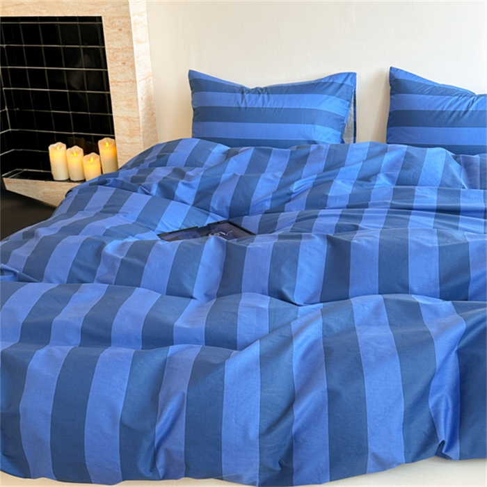 91家纺网 家纺一手货源 找家纺 金丝鸟家纺 2025新款全棉斜纹印花条纹系列四件套及单品 杰文兰