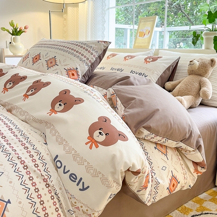 91家纺网 家纺一手货源 找家纺 (总) 清雅福 2025春夏新品全棉13372印花系列四件套