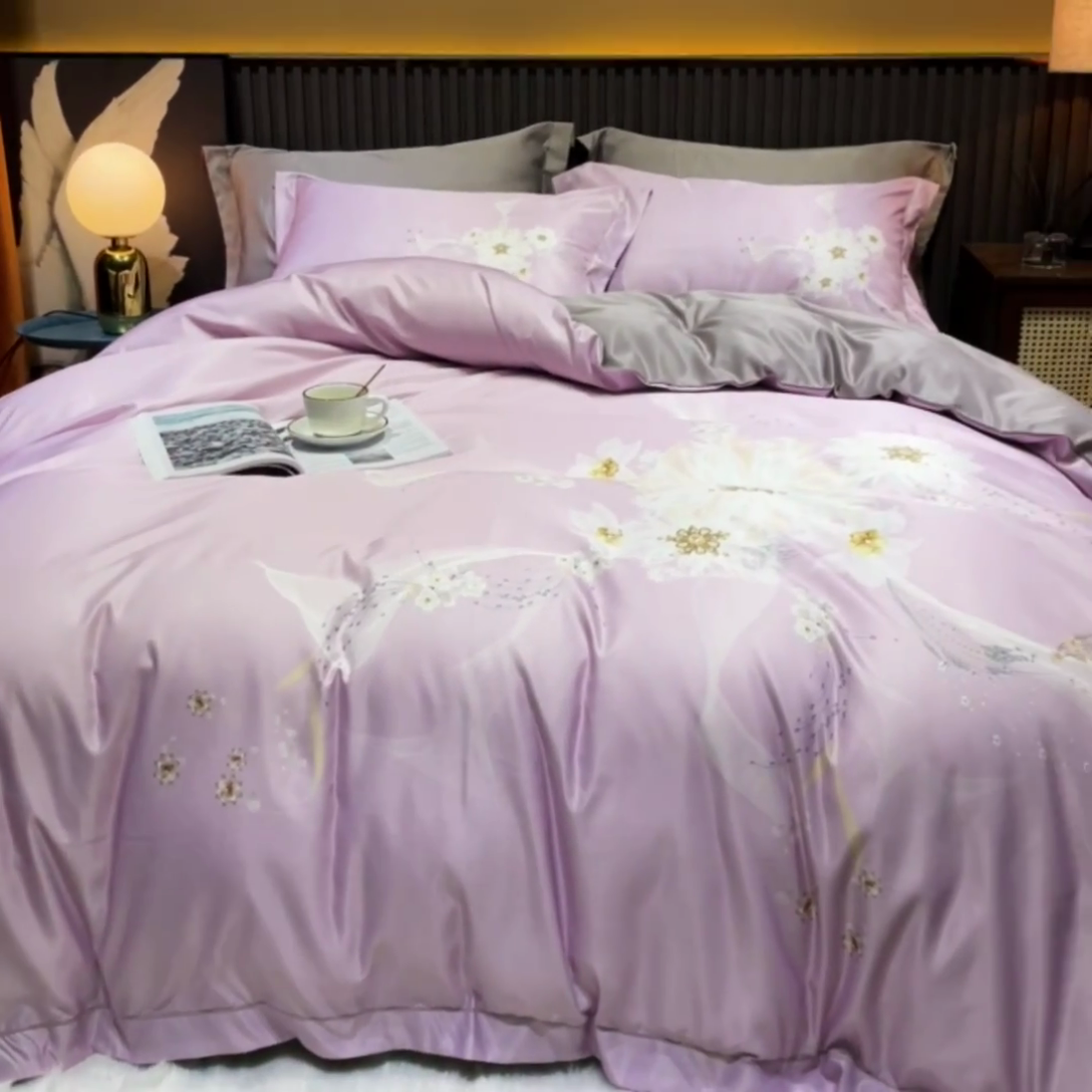 91家纺网 家纺一手货源 找家纺 （总）梵克保罗 2025春夏新款天丝数码大版印花四件套