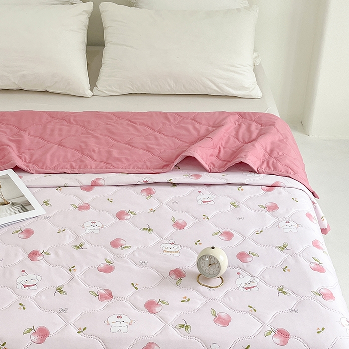 91家纺网 家纺一手货源 找家纺 诗雅纺织 2025新款超柔水洗棉夏凉被空调被 苹果狗狗