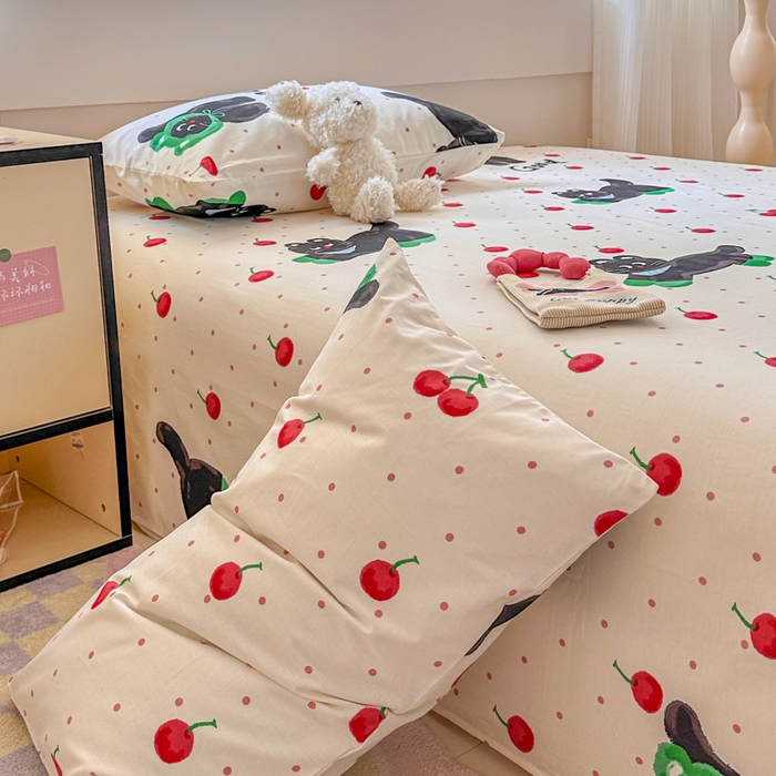 91家纺网 家纺一手货源 找家纺 吉象家纺 2025新款高支密全棉印花单品系列-单床单 怪诞猫咪