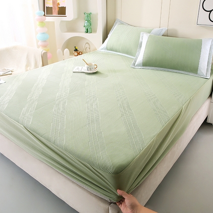 莱轩席业 2025新款3D魔法凉豆豆床笠款凉席 冰沁绿