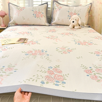 川悦生活 2025新款数码印花冰藤席 玫瑰原野