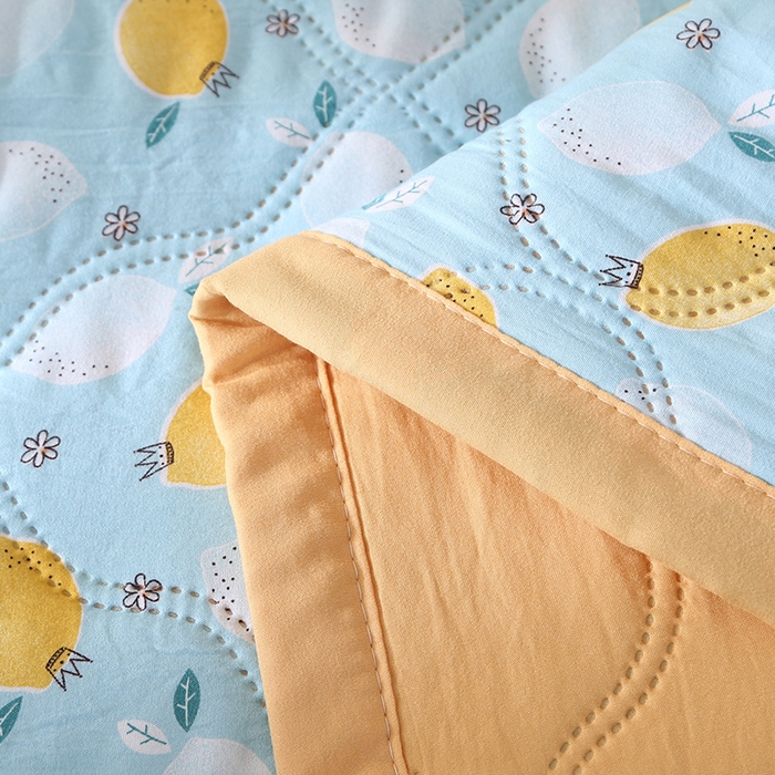 91家纺网 家纺一手货源 找家纺 诗雅纺织 2025新款超柔水洗棉夏凉被空调被 柠檬