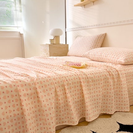 91家纺网 家纺一手货源 找家纺 （总）DoDo 兜兜 2025新款全棉双层纱印花单床单（可定做尺寸）