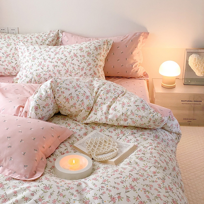 91家纺网 家纺一手货源 找家纺 宜家坊 2025开春新品全棉喷气13070小清新印花纯棉全棉四件套-风格一 点点