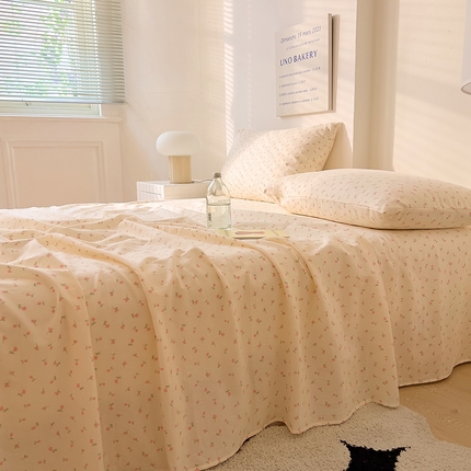 DoDo 兜兜 2025新款全棉双层纱印花单床单（可定做尺寸） 朵朵小花