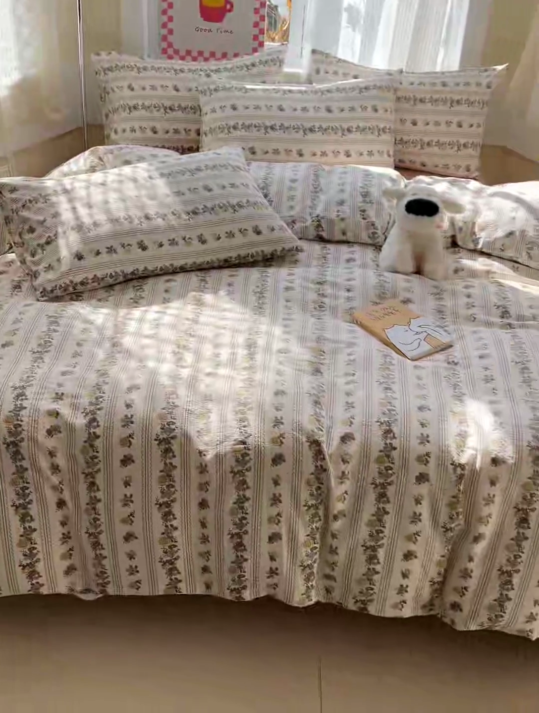 91家纺网 家纺一手货源 找家纺 优选良品 2025新款加厚云感棉双层纱四件套小碎花被套床单床笠款学生三件套新款直播热款 玫瑰哒