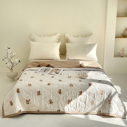 诗雅纺织 2025新款超柔水洗棉夏凉被空调被 跳跳熊