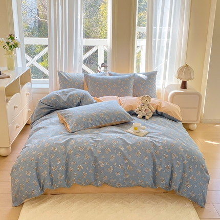 91家纺网 家纺一手货源 找家纺 （总）宜家坊 2025早春新品全棉纯棉喷气13070小清新印花纯棉四件套-风格二