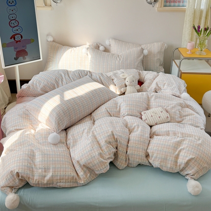 金爱家 2025新款亲肤舒适纯棉双层纱四件套 双层纱-炫彩小樱桃