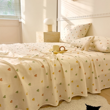 91家纺网 家纺一手货源 找家纺 （总）DoDo 兜兜 2025新款全棉双层纱印花单床单（可定做尺寸）