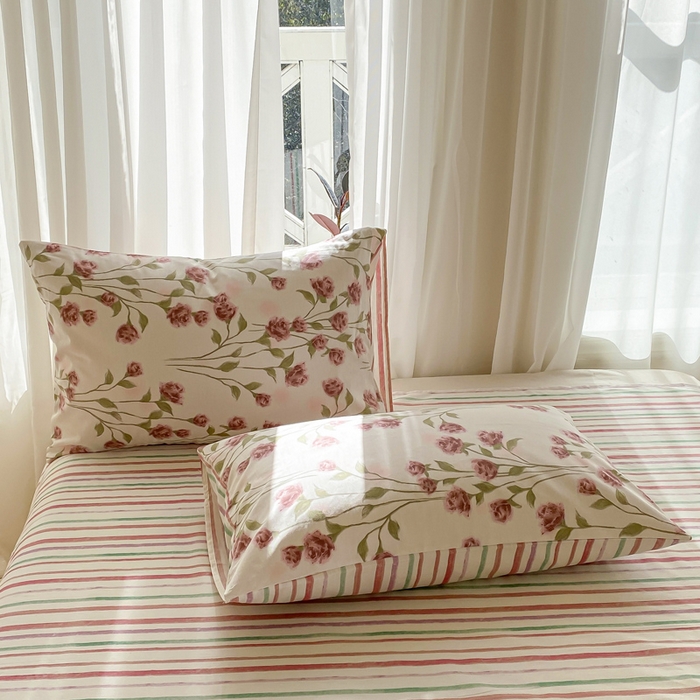 91家纺网 家纺一手货源 找家纺 宜家坊 2025早春新品全棉纯棉喷气13070小清新印花纯棉四件套-风格二 邂逅