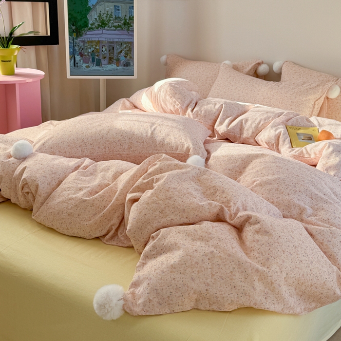 91家纺网 家纺一手货源 找家纺 金爱家 2025新款亲肤舒适纯棉双层纱四件套 双层纱-花未央