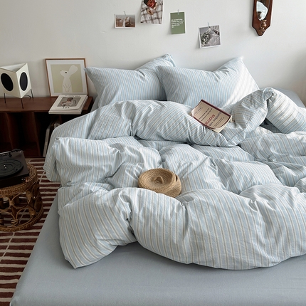 水洗的故事 2025新款无印良品水洗棉四件套 湘叶兰